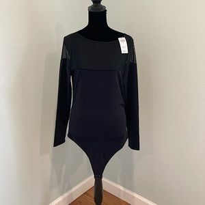 Abercrombie & Fitch Long-Sleeve Mesh Crew Bodysuit Black Size Large New With Tag